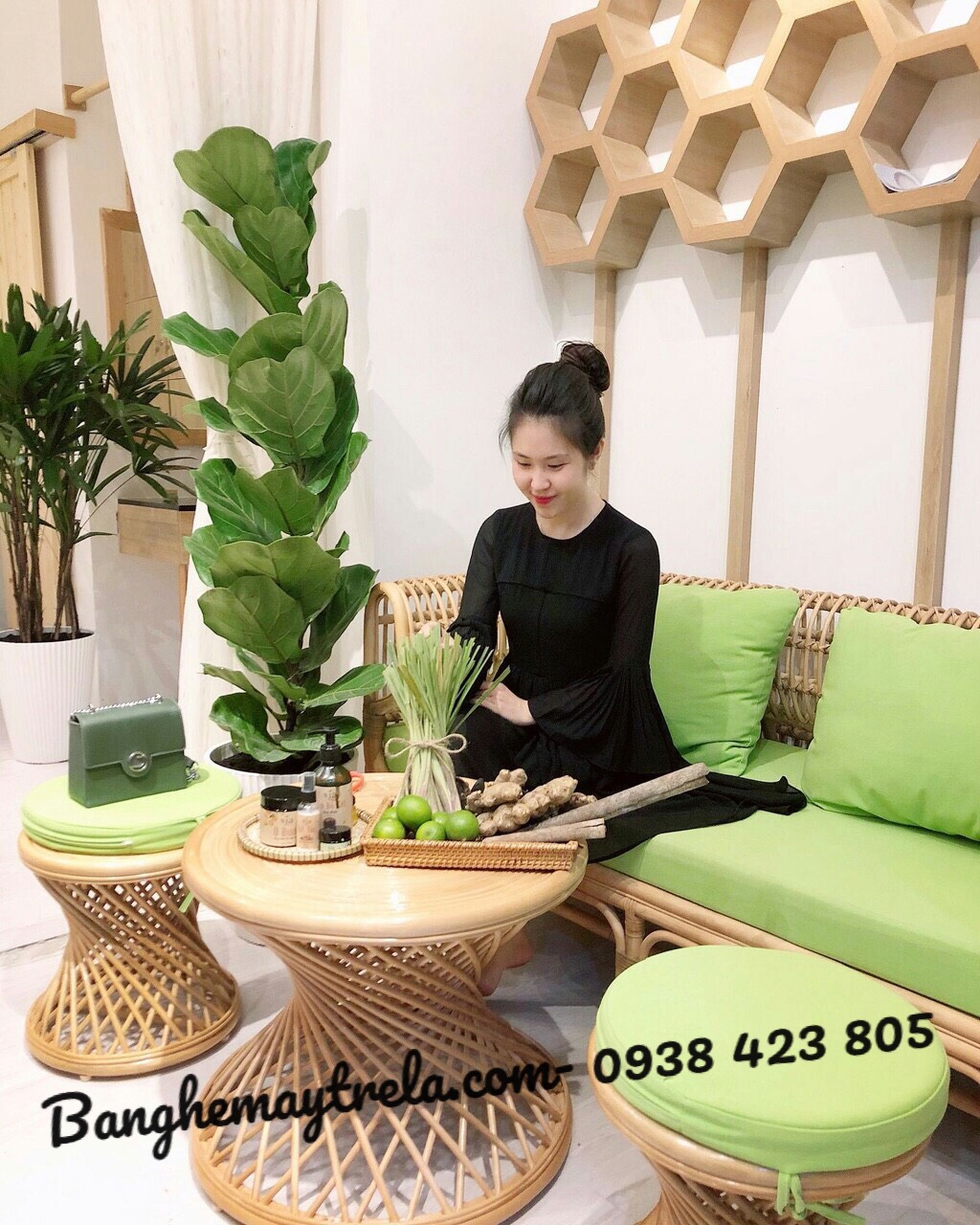 Bàn ghế mây phòng khách nhỏ gọn